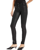 Paige Hoxton Ultra Skinny With Exposed Buttonfly - Black Fog Luxe Coating