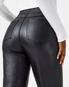 Spanx Leather-Like Slim Straight Pant - Luxe Black