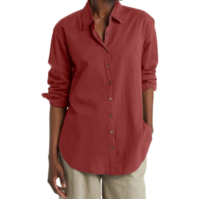 Xirena Beau Cotton Shirt - Brick Red