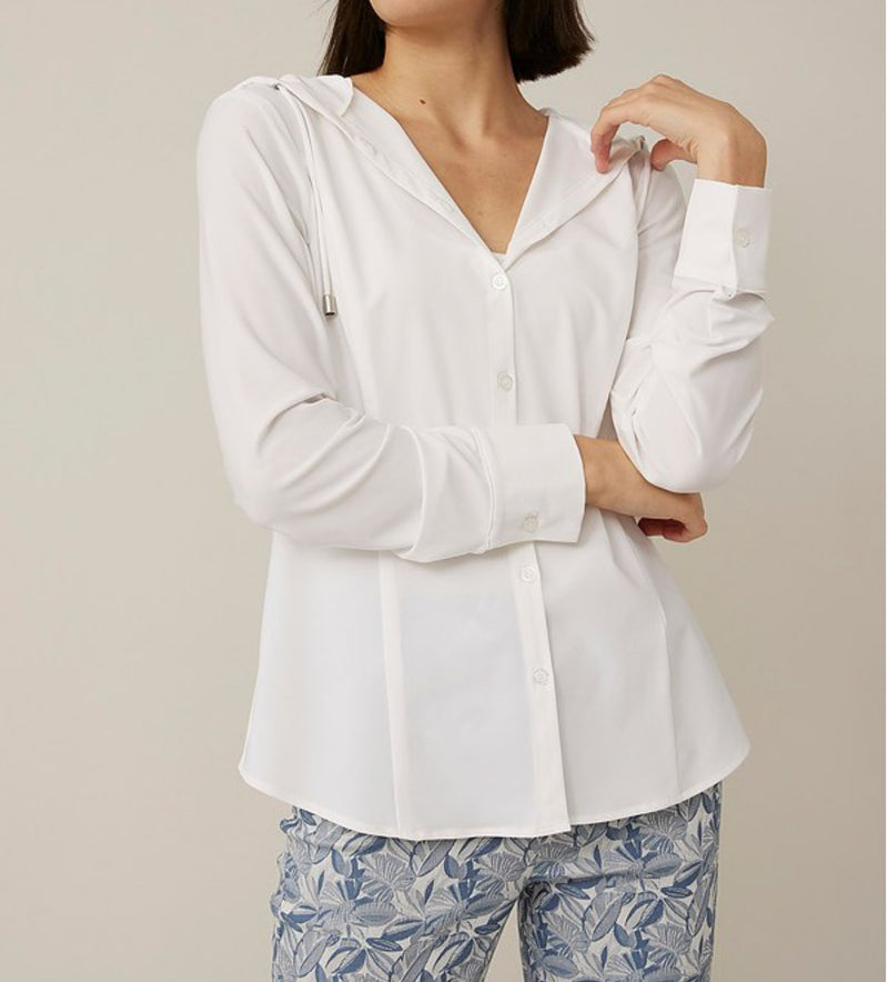 Joseph Ribkoff Hooded Blouse - White