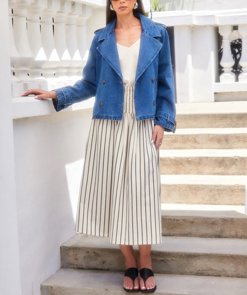 Fifteen Twenty Chelsea Cropped Trench Jacket - Denim