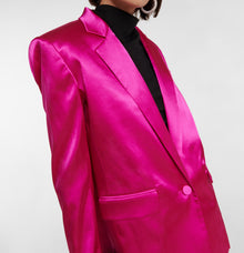 Frame Strong Shoulder Satin Blazer - Magenta