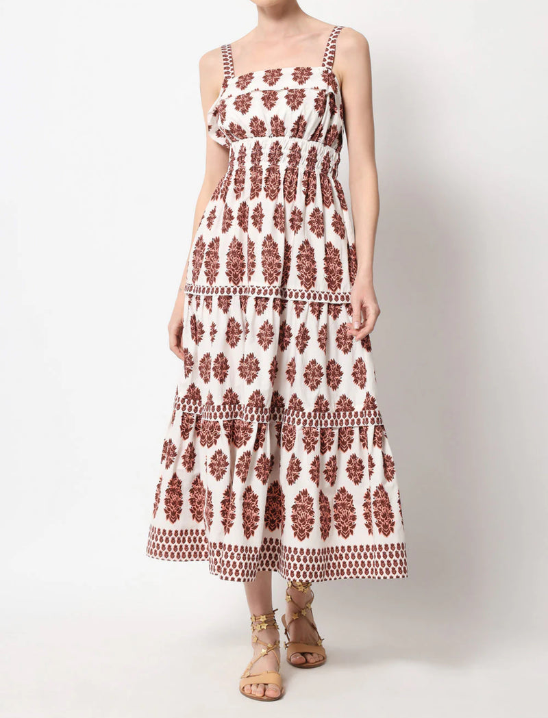 Omika Monroe Midi Dress - Adia Peach