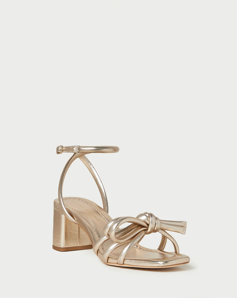 Loeffler Randall Mikel Bow Mid-Heel Sandal - Champagne