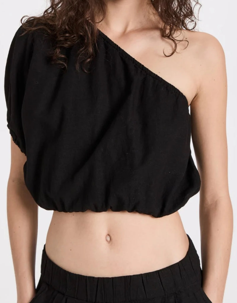 Stateside Linen One Shoulder Top - Black