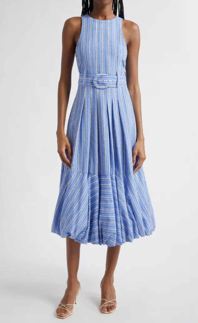 Cinq à Sept Hailey Directional Stripe Dress - Blue Hydrangea