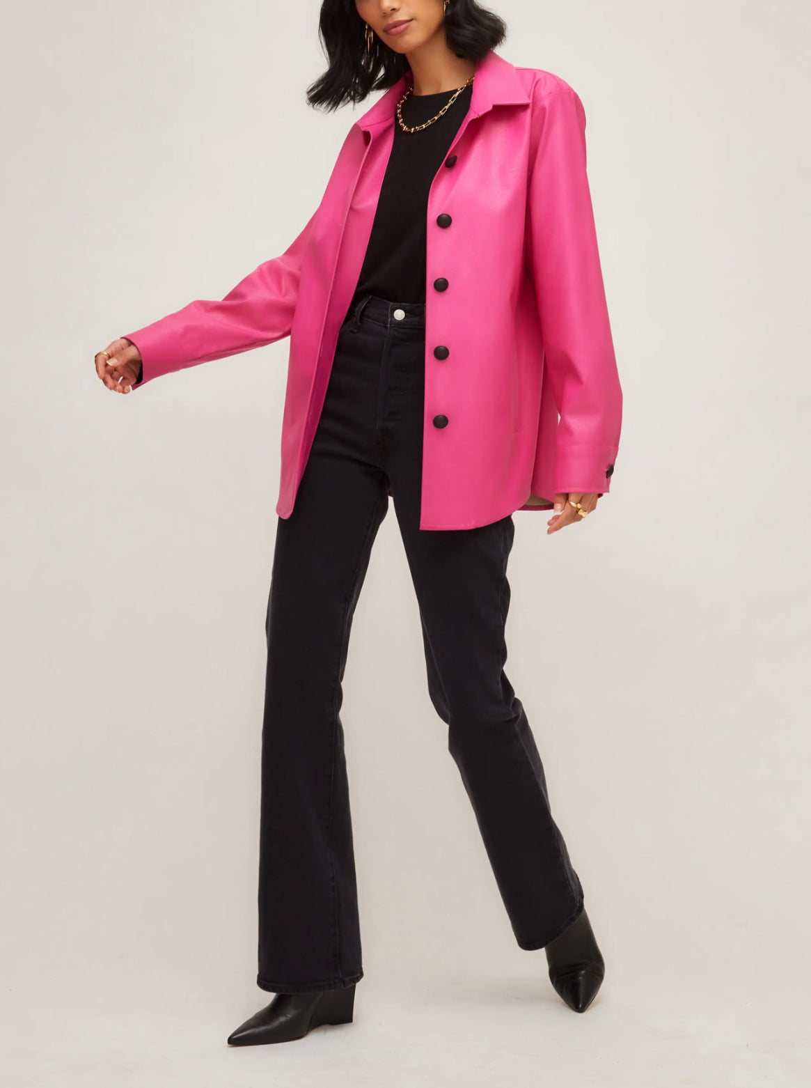 Fifteen Twenty City Faux Leather Jacket - Hot Pink