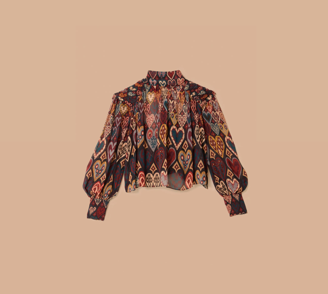 Farm Rio Black Hearts Ikat Blouse