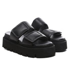 Lofina Gasoline Leather Velcro Sandals - Black