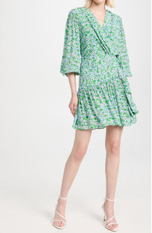 Shoshanna Nicola Floral-Print Ruffle Mini Dress - Spring Green Multi