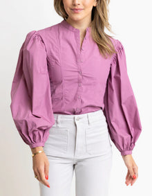 Karlie Clothes Solid Poplin Button Top - Purple