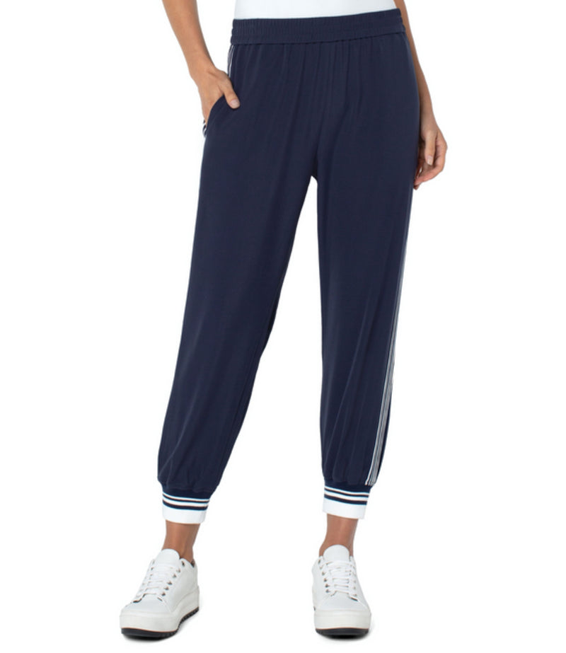 Liverpool Los Angeles Pull On Jogger With Side Stripe - Inkwell Navy