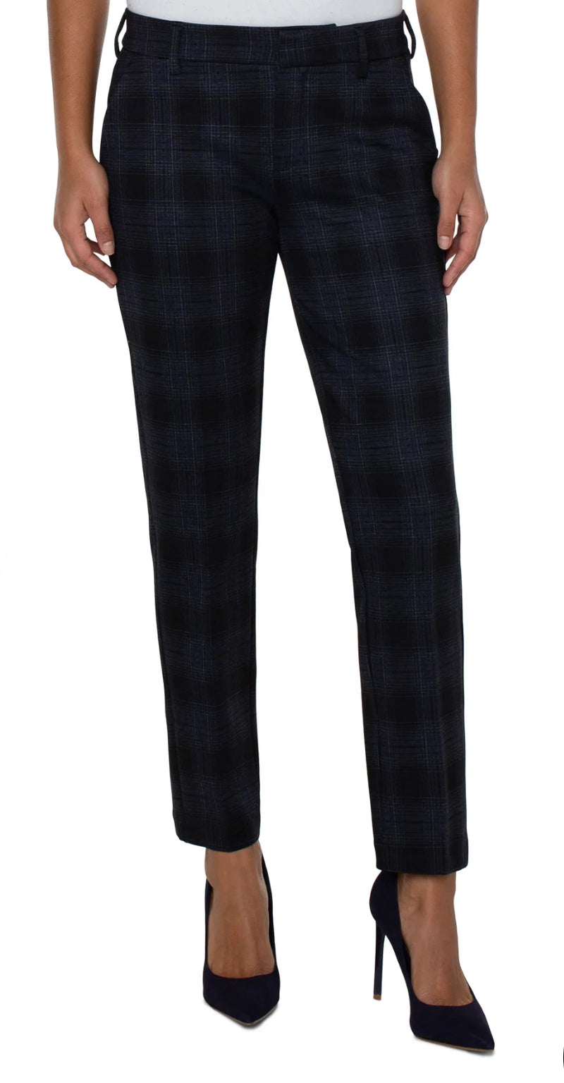 Liverpool Los Angeles Kelsey Knit Trouser - Black Dark Slate Tartan Plaid