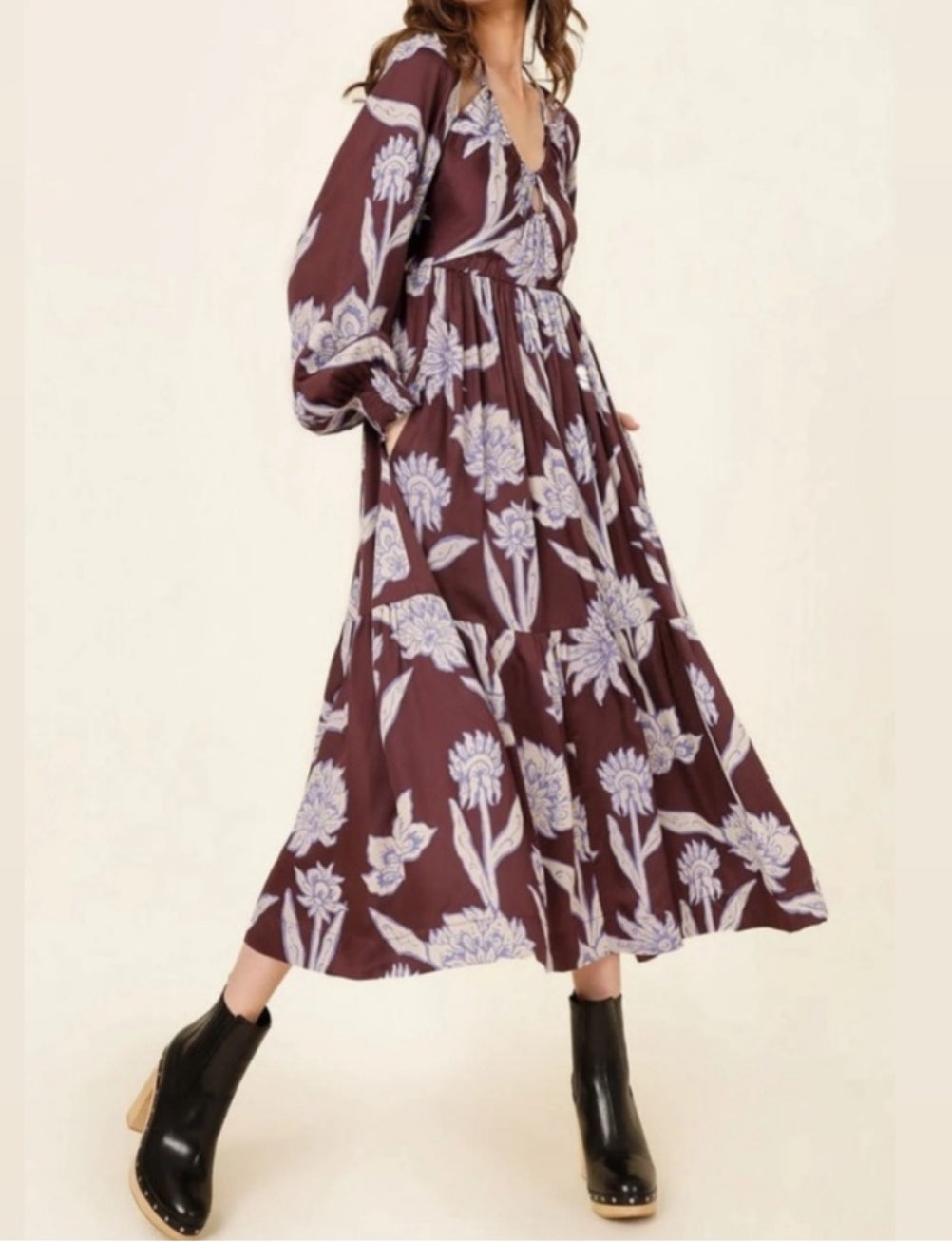 Omika Ravenna Midi Dress - Maira Bordeux