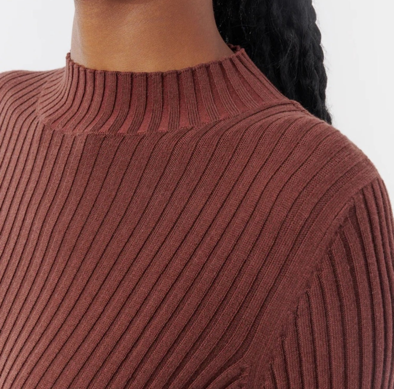 ATM Mock Neck Silk & Cotton Sweater - Chocolate