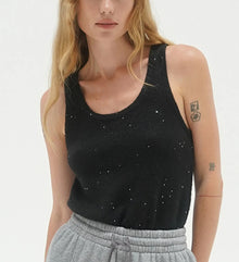 LNA Audra Sparkle Sweater Tank - Black