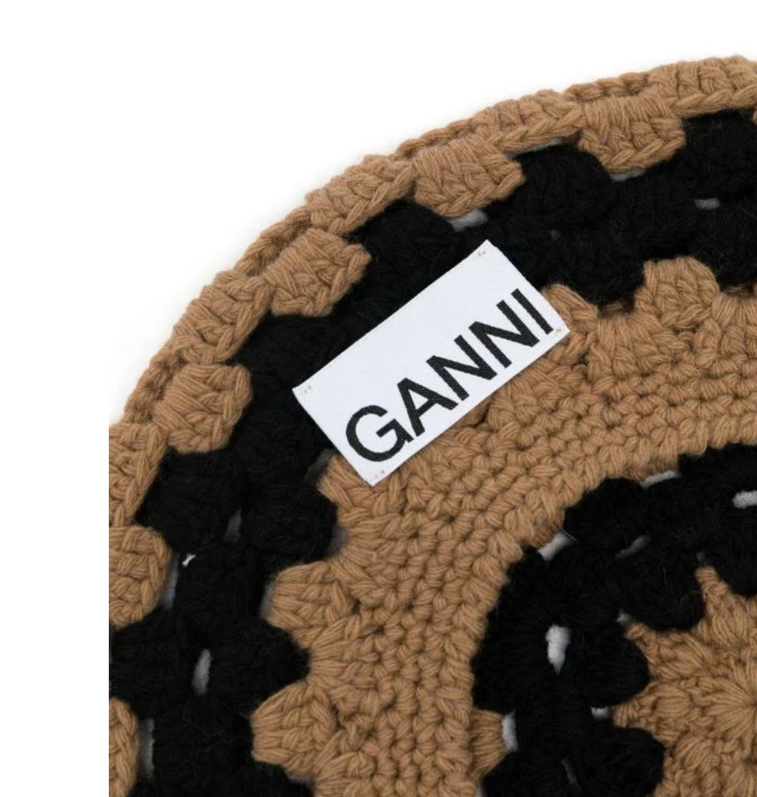 GANNI Wool Blend Crochet Beret - Petrified Oak