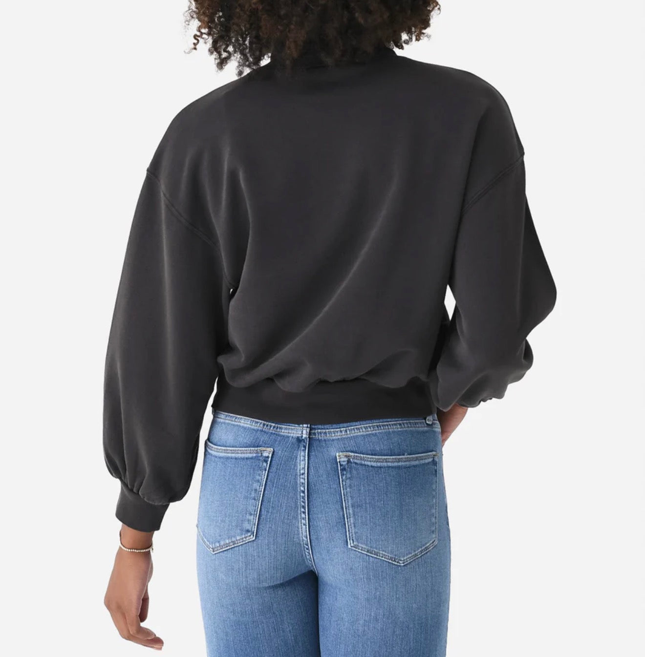 Frame Balloon Sleeve Mockneck Sweatshirt - Faded Noir