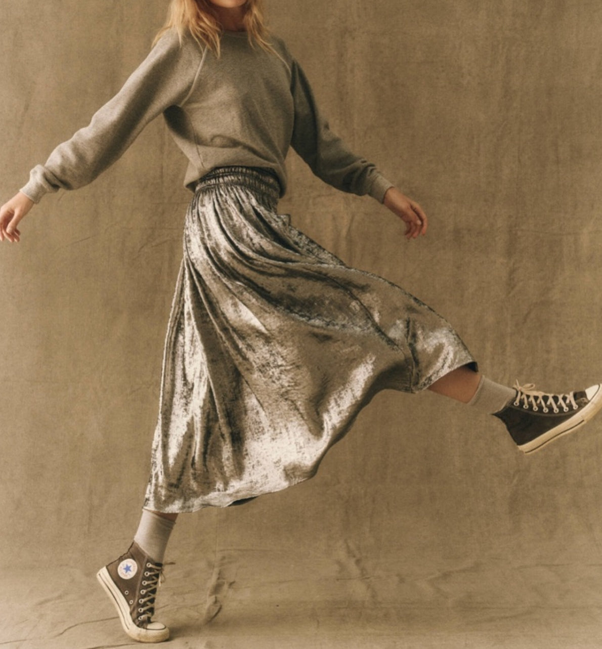 The Great. The Viola Skirt - Silver