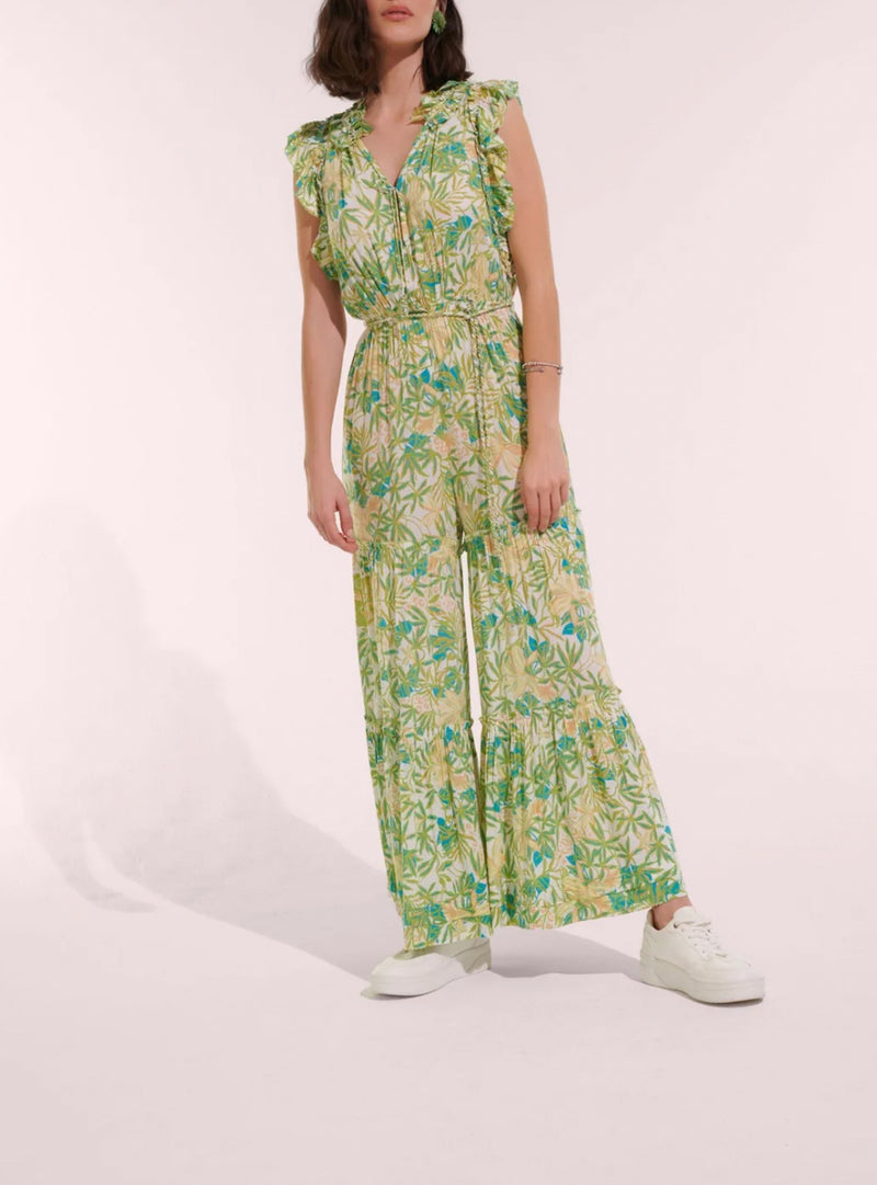 Poupette St. Barth Belene Long Jumpsuit - Green Orchid