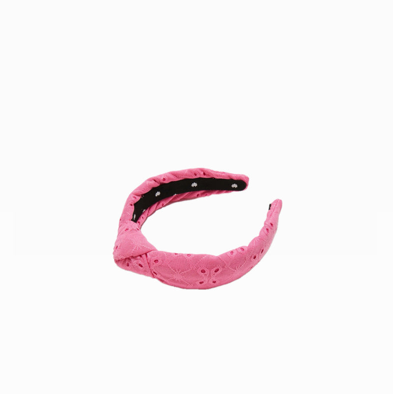 Lele Sadoughi Fuchsia Slim Knotted Eyelet Headband