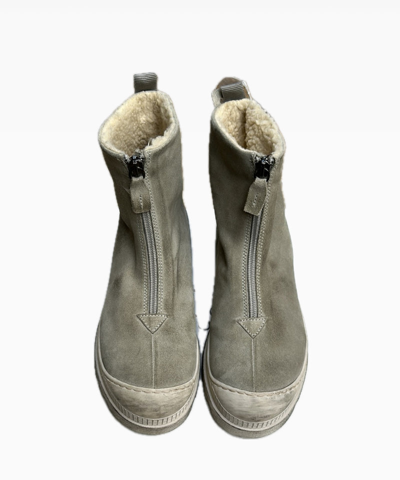 Lofina Suede Boot With Front Zipper - Sand