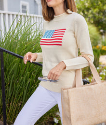 Sail to Sable Ivory Roll Neck Flag Sweater