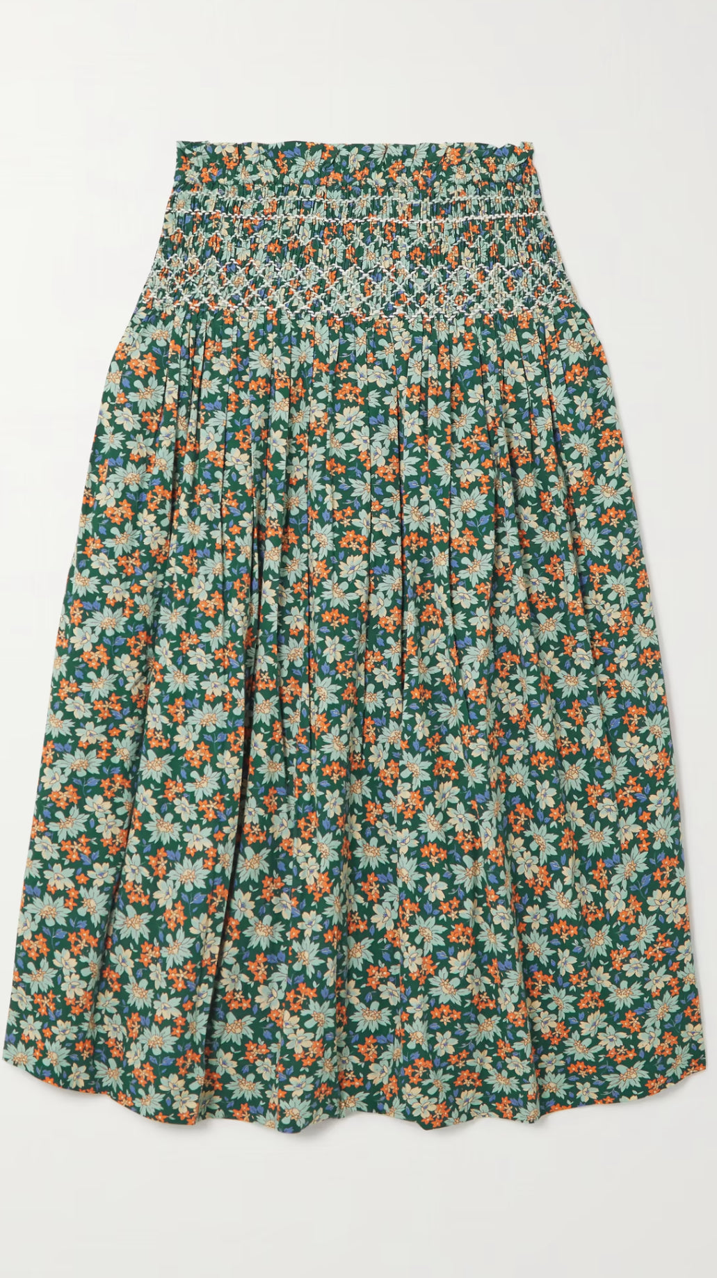 Sea New York Peggy Floral Print Cotton Voile Midi Skirt - Forest