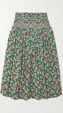 Sea New York Peggy Floral Print Cotton Voile Midi Skirt - Forest