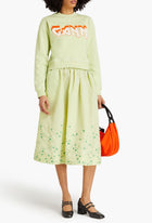 GANNI Taffeta Embroidered Skirt - Lily Green