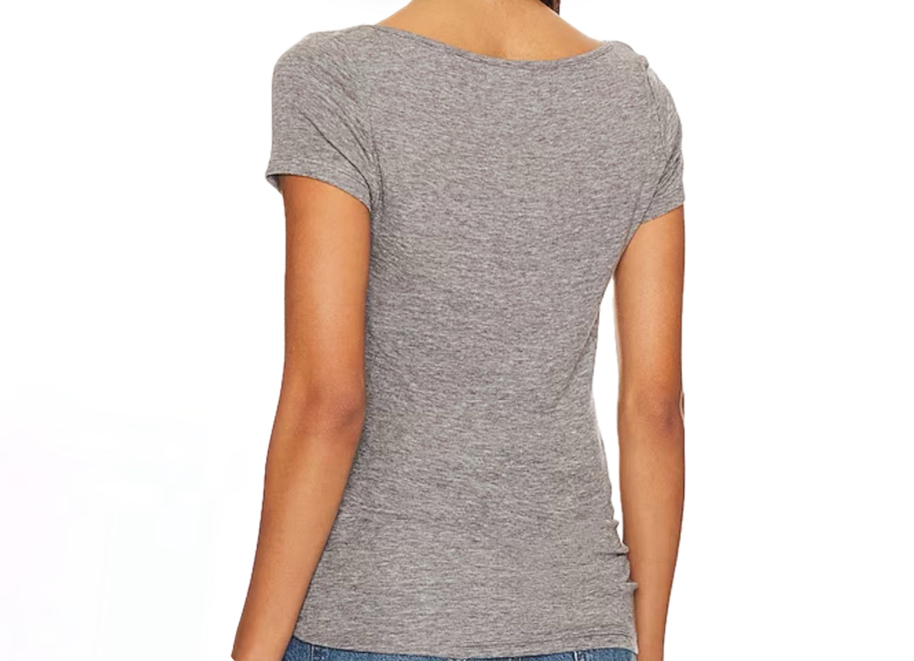 Sophie Rue Open Neck Long Tee - Heather Grey