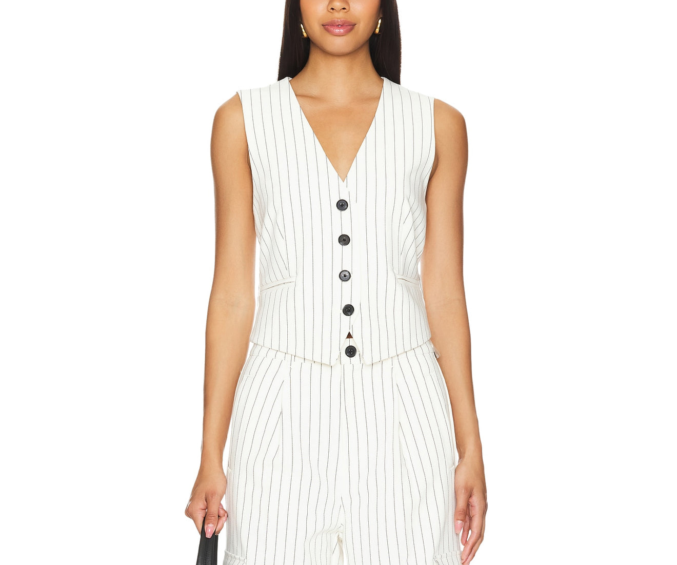 Pistola Vero Cropped Vest - Le Blanc Pinstripe