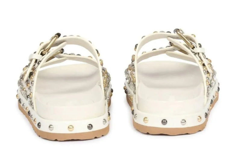 Saint G Emily Studded Double Buckle Sandal - White