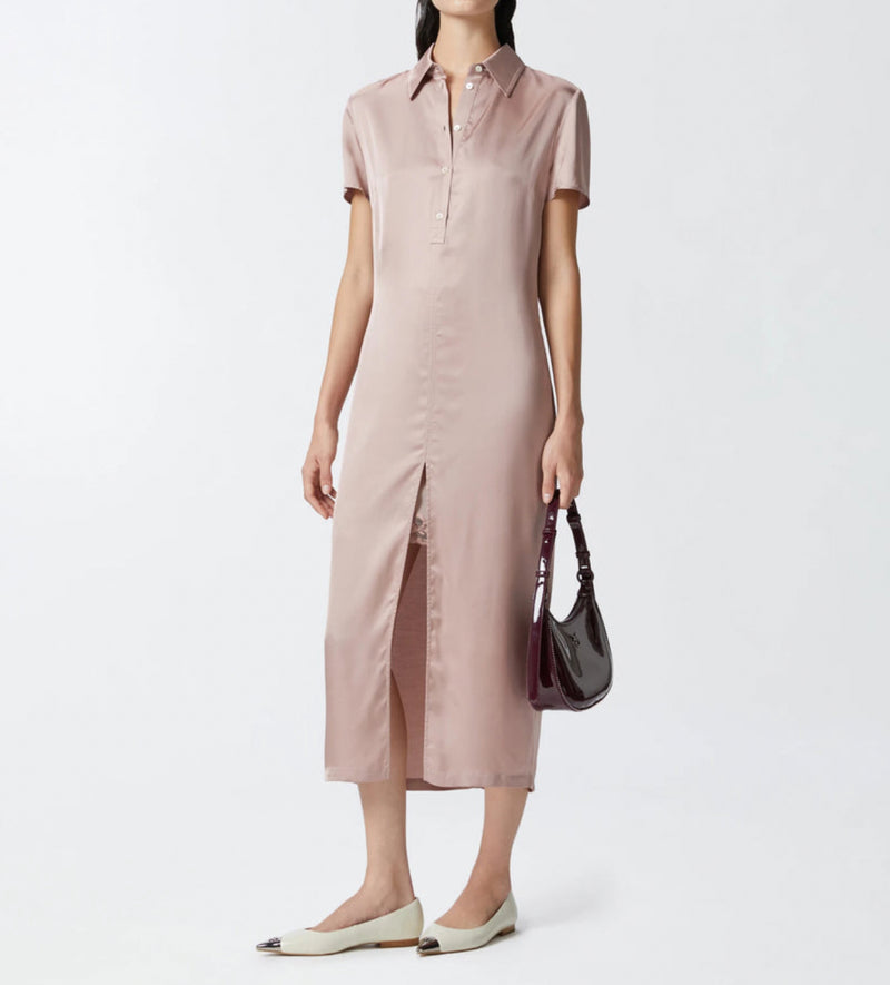 PINKO Washed Satin Polo Dress - Zephyr Pink