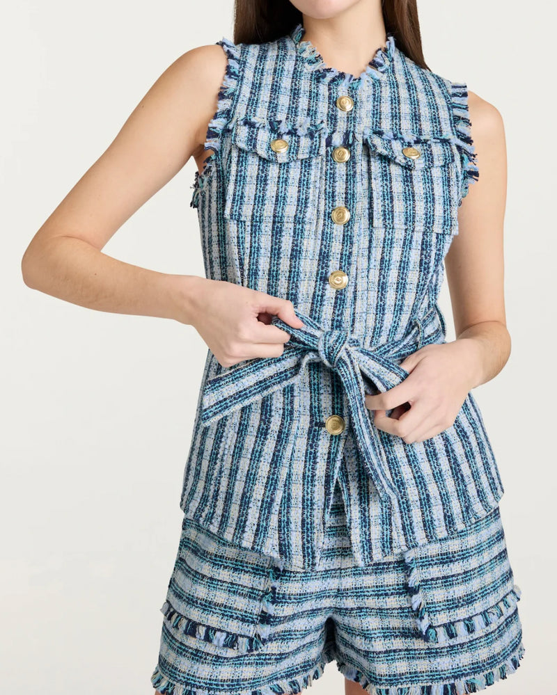 Cinq à Sept Matilda Tweed Reenee Vest - Navy Multi