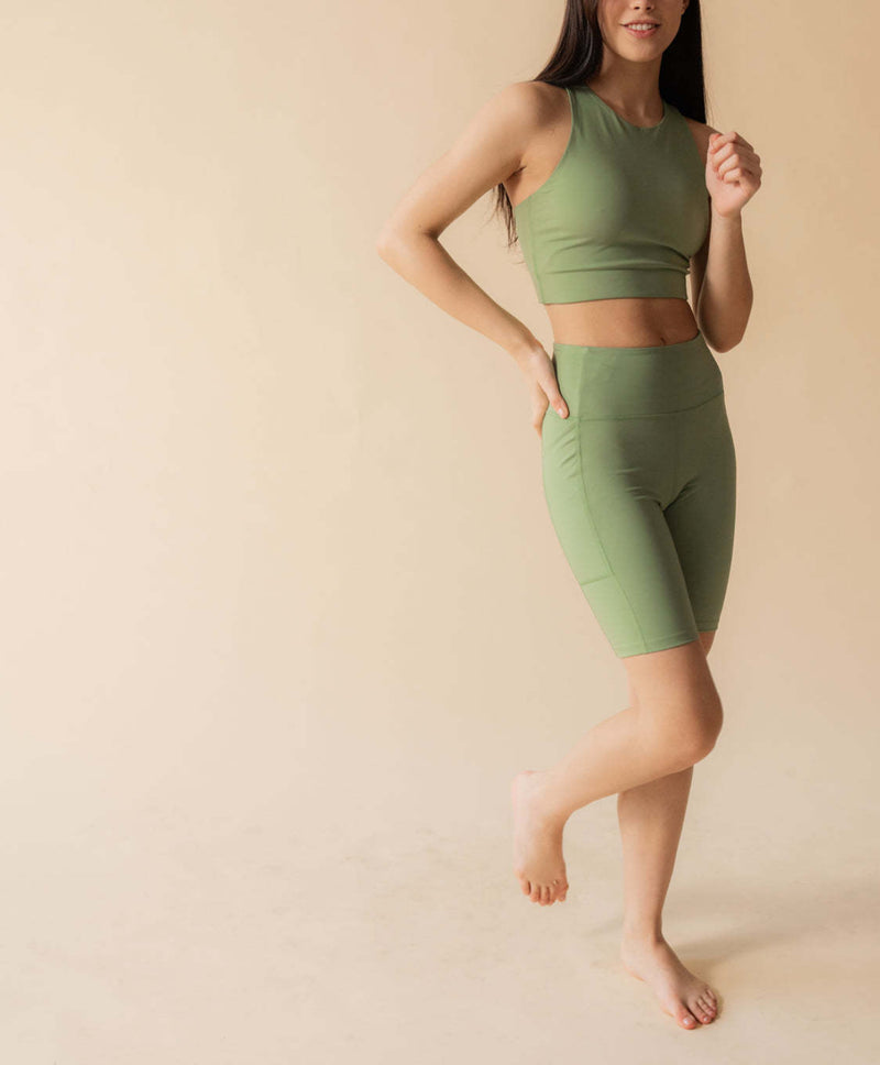 Girlfriend Collective High Rise Bike Short - Mantis
