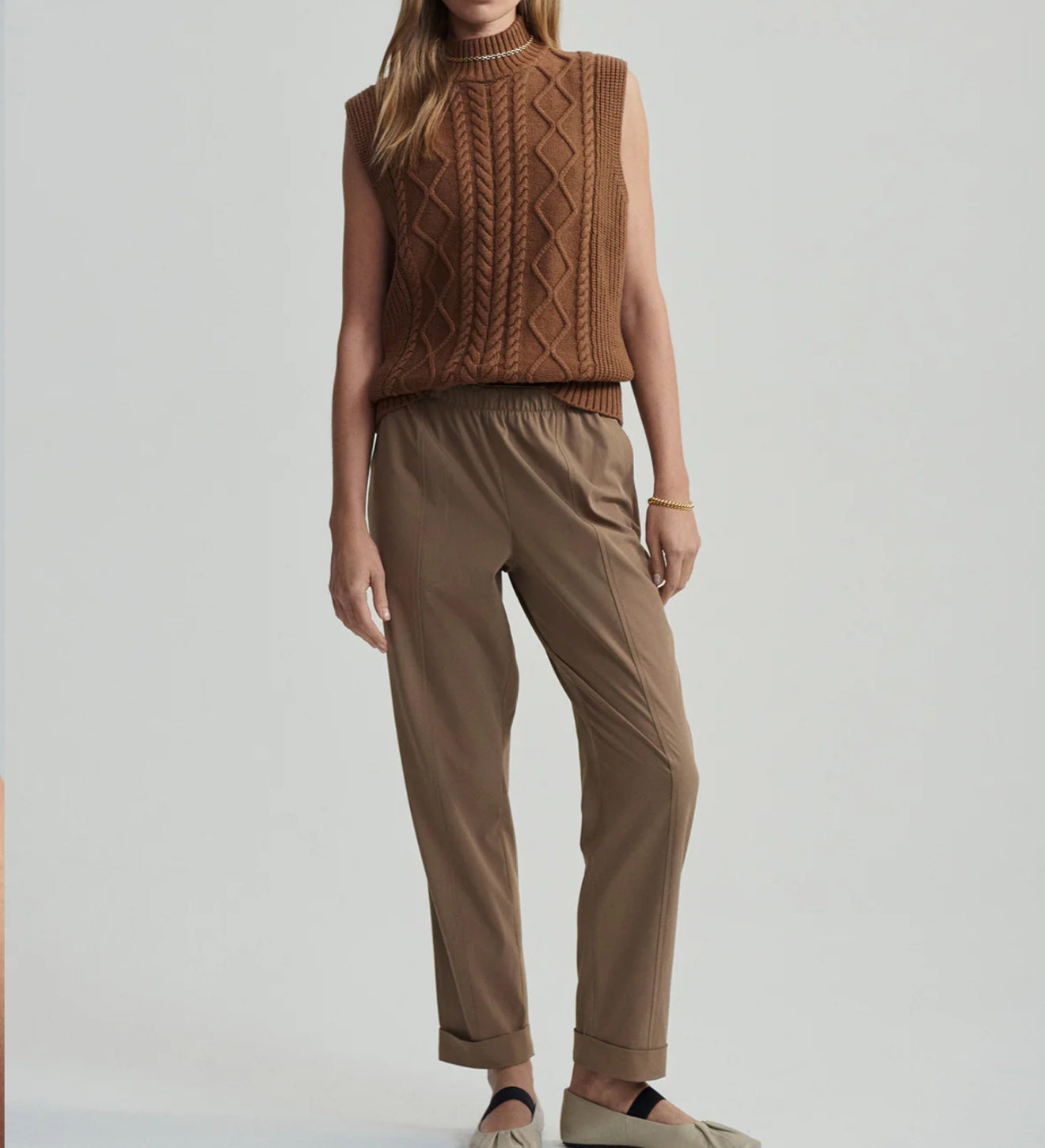 Varley Joilette Roll Neck Vest - Caramel Pecan