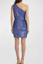 Shoshanna Lacey Sequined One-Shoulder Mini Dress - Purple