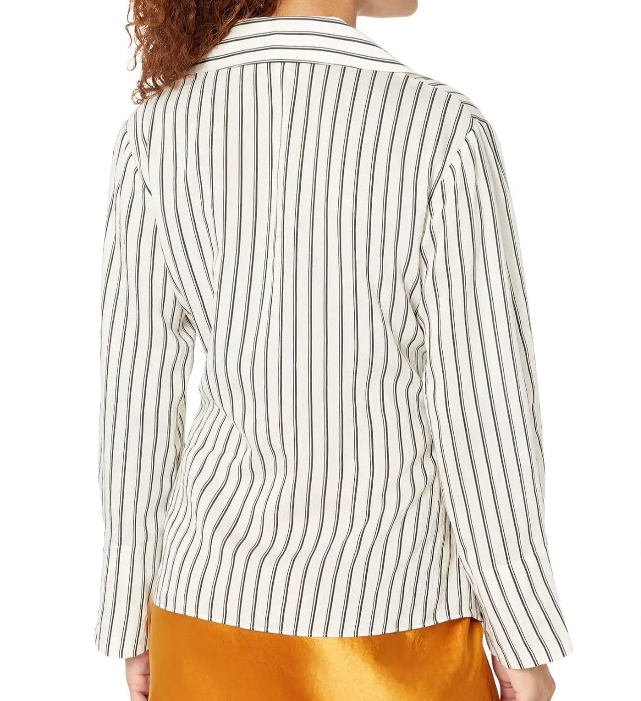 Vince Double Stripe Shaped Long Sleeve Blouse