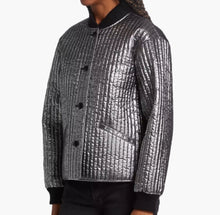 The Great. Quilted Metallic Bomber Jacket