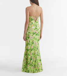 Saloni Cameron Dress in Bouquet - Lime Poppies