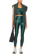 Spiritual Gangster Indie Wet Look Crop Tank - Deep Forest