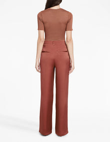 Anine Bing Carrie Silk Trousers - Terracotta