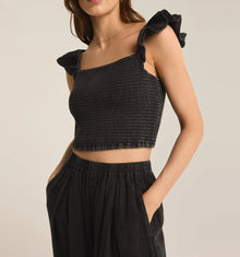 Z Supply Hera Gauze Crop Top - Black