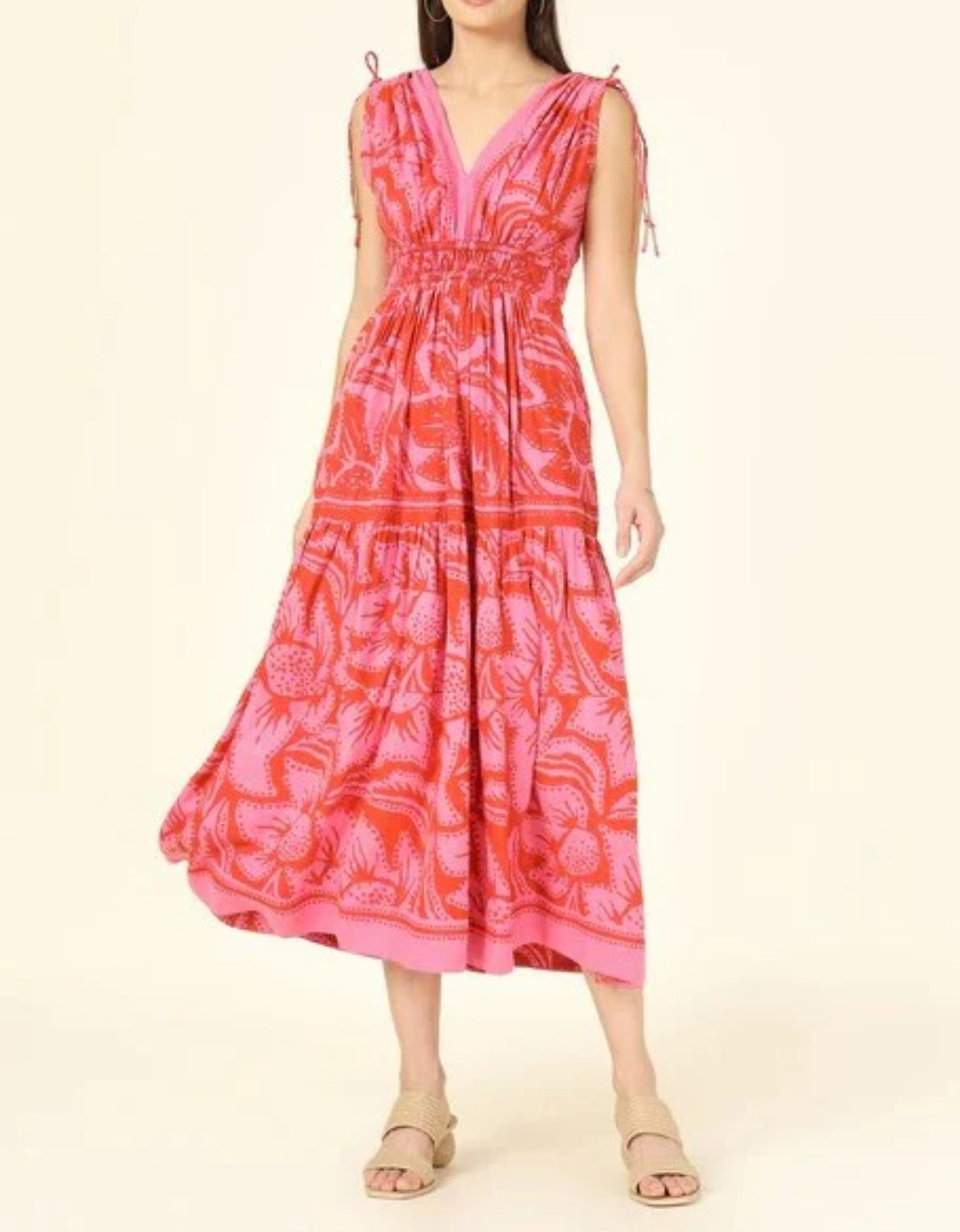 Omika Rosalita Midi Dress - Cierra Grapefruit