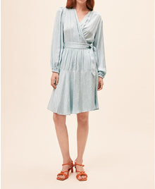 SUNCOO Camela Wrap Dress in Blue