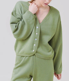 DONNI. Women's Eco-Fleece Cardigan - Sage