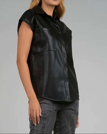 Elan Florence Faux Leather Vest - Black