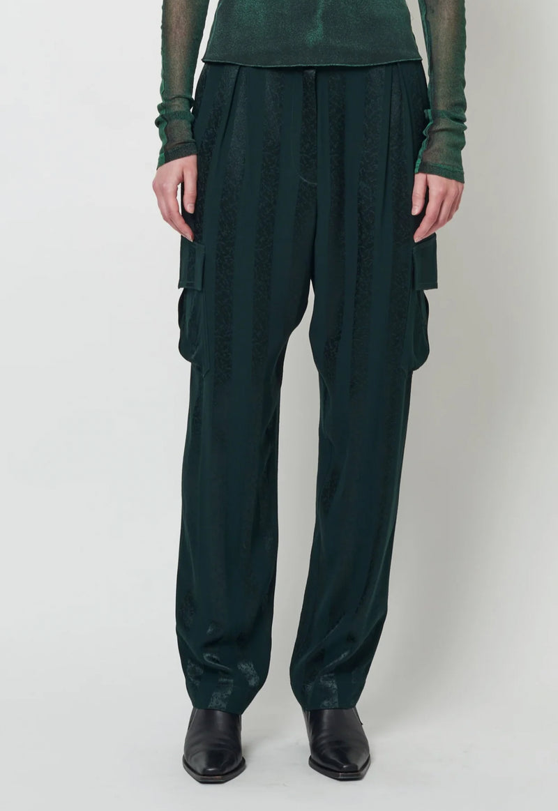 Raquel Allegra Satin Stripe Pine Carly Pant - Black