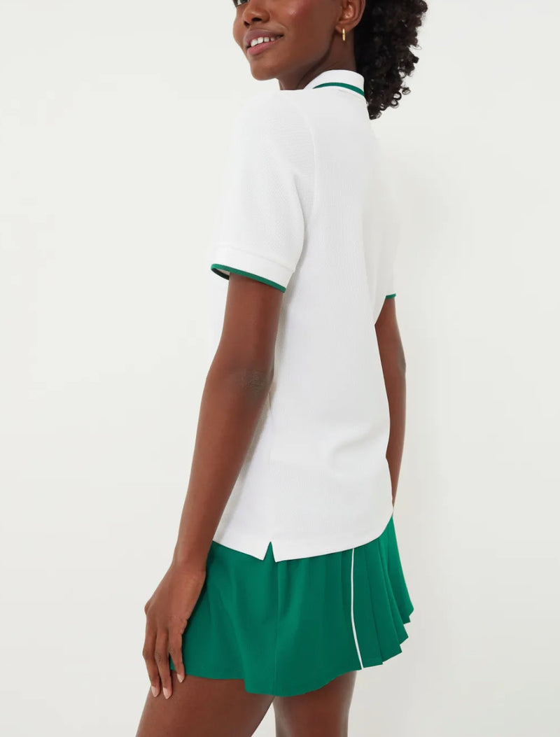 Lacoste UV Protect Stripe Collar Tennis Polo - White/Green